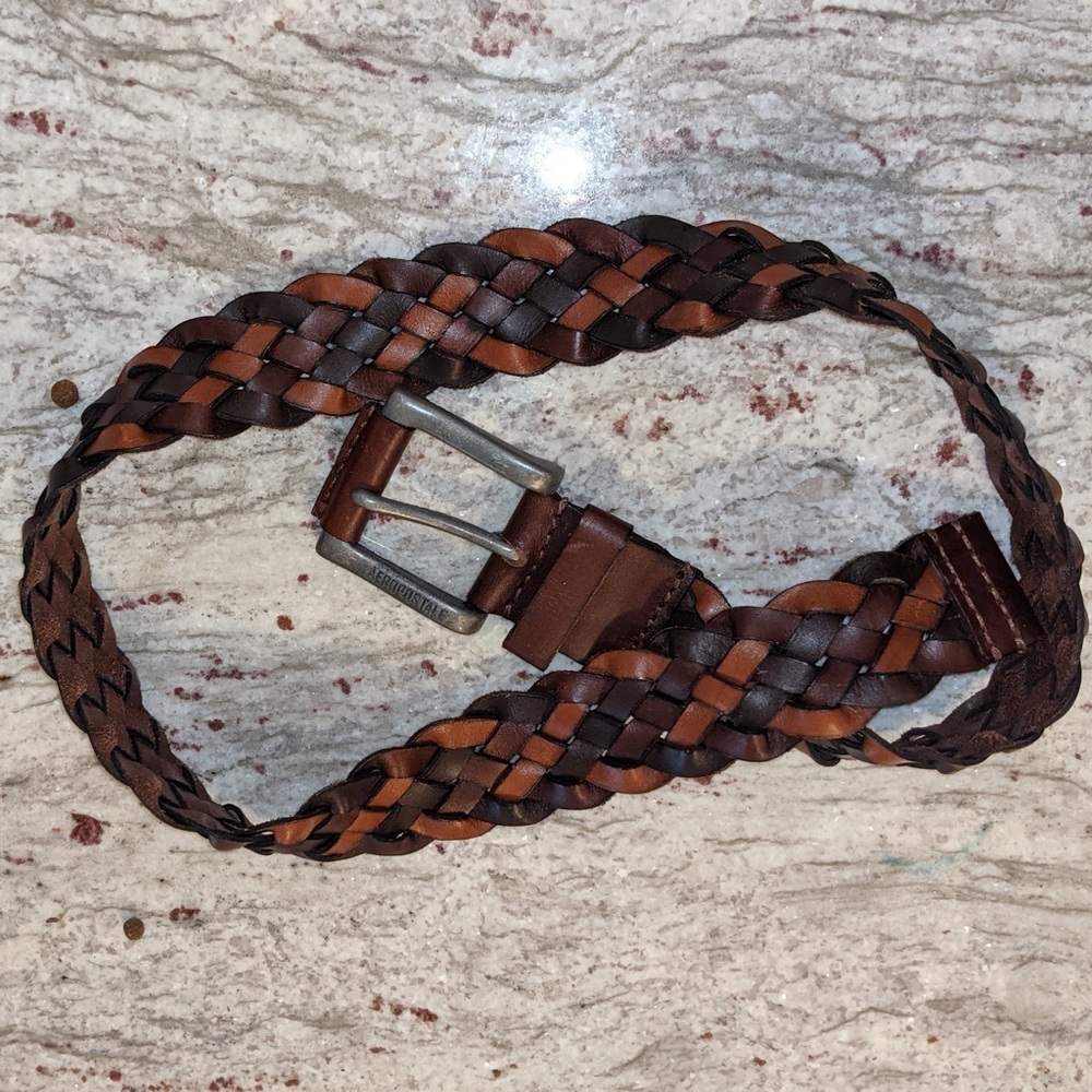 AEROPOSTALE - MEN'S Casual Fashion BELT - BROWN BRAIDED WOVEN Leather Size Small